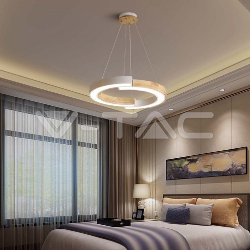 32W LED пендел бяло и дърво 4000K 4000lm Ф37см - изглед 7 - rZ commerce 32W LED пендел бяло и дърво 4000K 4000lm Ф37см - изглед 7