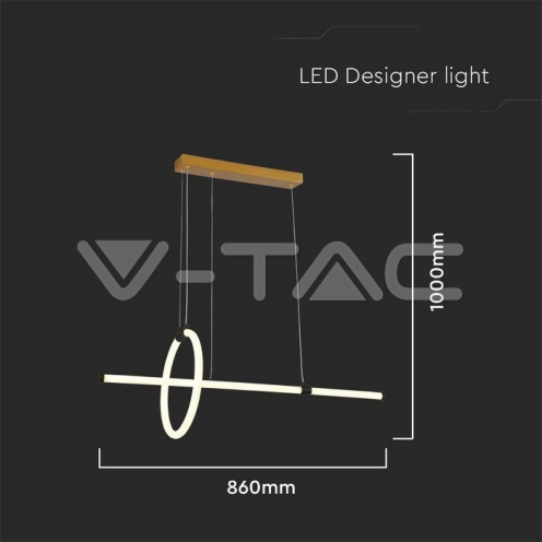 16W LED Висяща Декоративна Лампа 860*300 Черно Тяло 3000K - изглед 5
