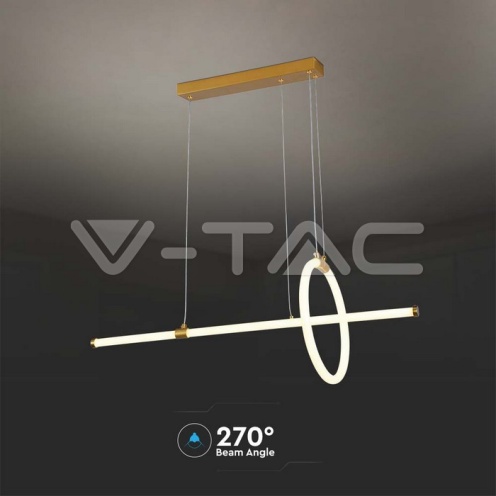 16W LED Висяща Декоративна Лампа 860*300 Златно Тяло 3000K - изглед 4