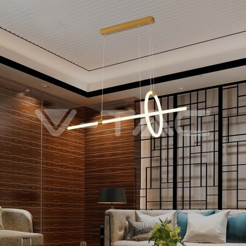 16W LED Висяща Декоративна Лампа 860*300 Златно Тяло 3000K - изглед 7