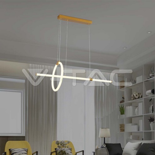 16W LED Висяща Декоративна Лампа 860*300 Златно Тяло 3000K - изглед 6