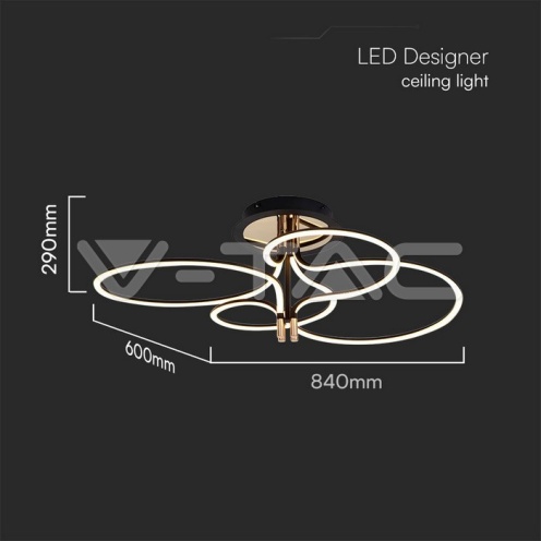 36W LED полилей 3000k, 4150lm дизайн злато+черно - изглед 4 - rZ commerce 36W LED полилей 3000k, 4150lm дизайн злато+черно - изглед 4