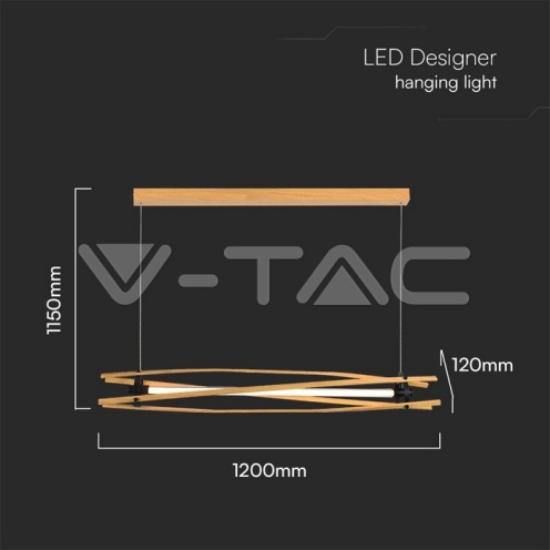 15W LED Пендел Дизайн Дърво+Бяло Тяло L1200 - изглед 4 - rZ commerce 15W LED Пендел Дизайн Дърво+Бяло Тяло L1200 - изглед 4