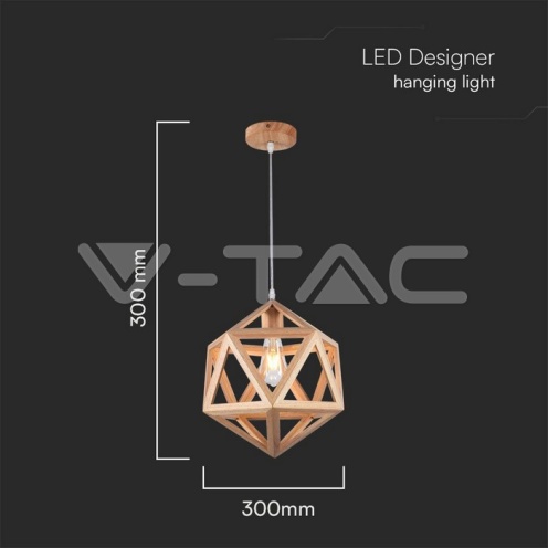 LED Пендел Дизайн Дърво D300 E27 - изглед 4