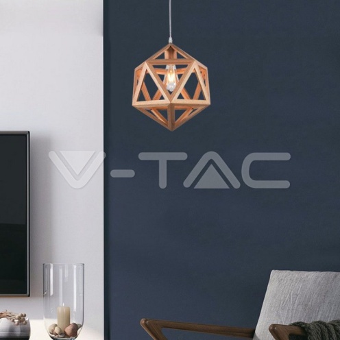 LED Пендел Дизайн Дърво D300 E27 - изглед 5