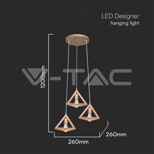 LED Пендел Дизайн Дърво 3*E27 - изглед 4