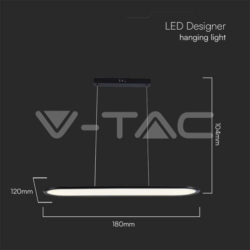 24W LED Висяща Лампа (80*100CM) 4000K Черно Тяло - изглед 5