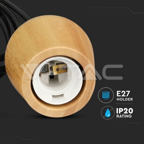 Дървен Пендел с Черен Кабел - изглед 7 - rZ commerce Дървен Пендел с Черен Кабел - изглед 7