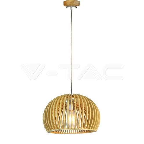 Дървен Пендел E27 Дърво + Хром Голям Ринг D330*H220MM - изглед 2