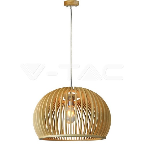 Дървен Пендел E27 Дърво + Хром Голям Ринг D440*H280MM - изглед 2