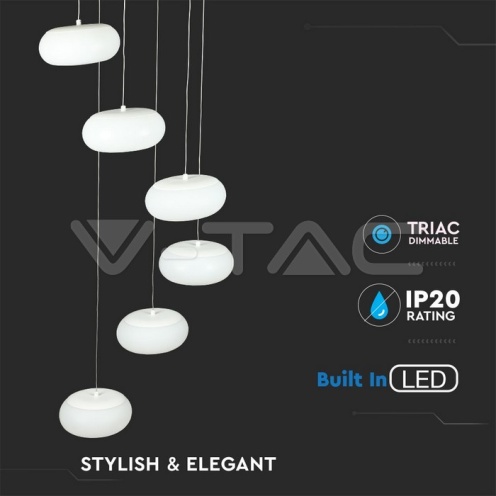 72W LED Висящ Пендел Димиращ Бял 3000K - изглед 5