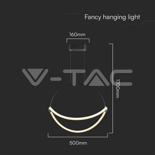 16W LED Висящ Пендел 1.5м 600mm 3000K Черно Тяло - изглед 5 - rZ commerce 16W LED Висящ Пендел 1.5м 600mm 3000K Черно Тяло - изглед 5