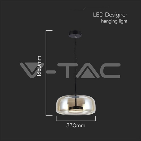 6W LED Висяща Лампа Метал + Стъклено Тяло D350*H170 3000K - изглед 4