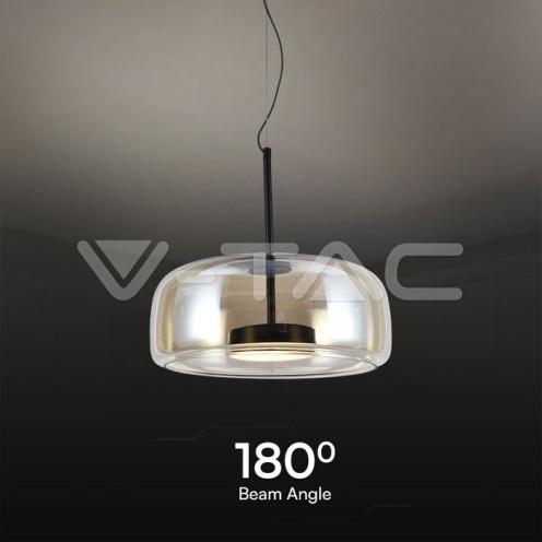 6W LED Висяща Лампа Метал + Стъклено Тяло D350*H170 3000K - изглед 3