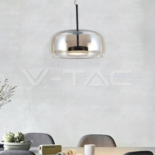 6W LED Висяща Лампа Метал + Стъклено Тяло D350*H170 3000K - изглед 5