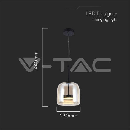 6W LED Висяща Лампа Метал + Стъклено Тяло D250*H240 3000K - изглед 4 - rZ commerce 6W LED Висяща Лампа Метал + Стъклено Тяло D250*H240 3000K - изглед 4
