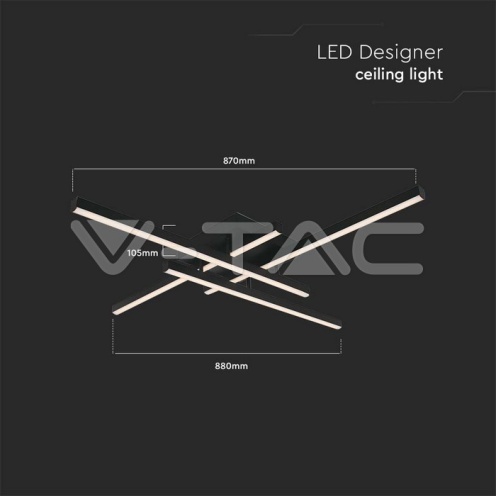 LED Осветител 38W плафон 850x850x105мм 4000K черен 4100Lm - изглед 5