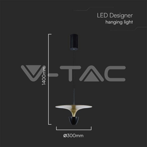 9W LED Висяща Лампа (30*320*100CM) Черно+Златно Тяло 3000K - изглед 5
