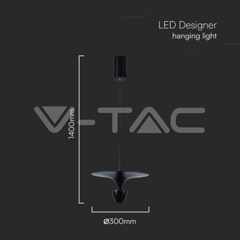 9W LED Висяща Лампа (30*320*100CM) Черно Тяло 4000K - изглед 5