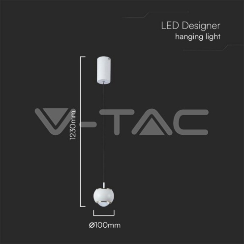 9W LED Висяща Лампа (10*10*100см) Бяло 3000K 1000lm - изглед 5