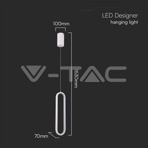 13W LED Висяща Лампа 40CM 3000K Бяло Тяло - изглед 5