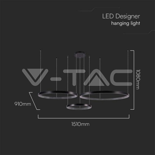 LED Осветител 57W Висящ Кристал Черен 3000К - изглед 5