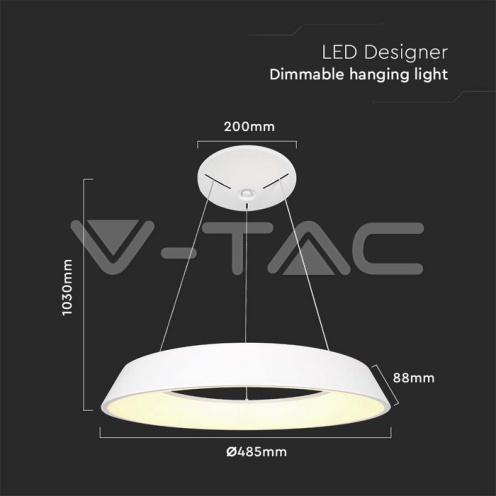 LED Осветител 48W Висящ Димиращ Бял 4000K - изглед 5