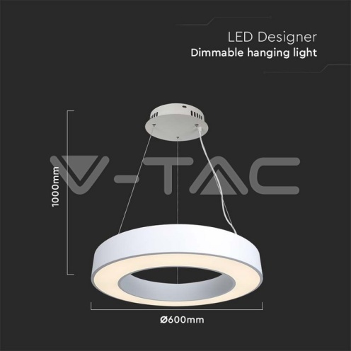 LED Осветител 50W Висящ Димиращ 4000K Бял - изглед 6