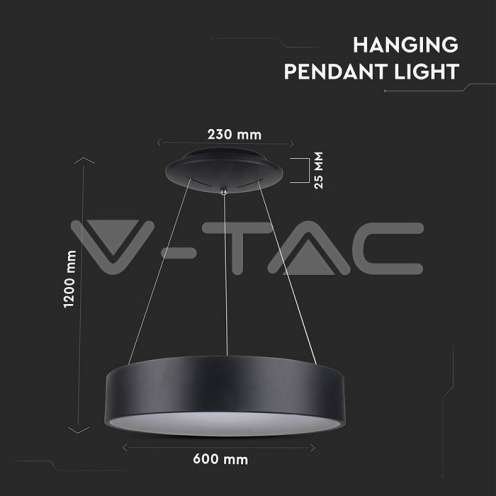 30 LED Пендел Димиращ Черен 3000К - изглед 4