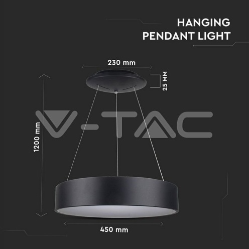 20 LED Пендел Димиращ Черен 3000К - изглед 2