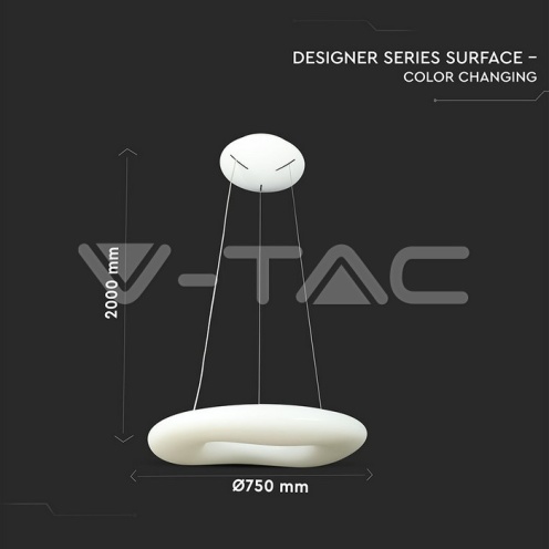 82W Пендел/Плафон Кръг 3 Цветен D:750*H:1200 Димиращ Бял - изглед 8 - rZ commerce 82W Пендел/Плафон Кръг 3 Цветен D:750*H:1200 Димиращ Бял - изглед 8