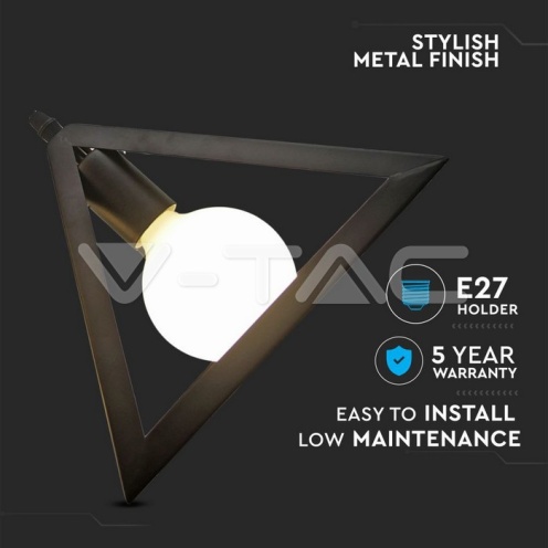 Пендел E27 Geometric Пирамида Троен Черен Мат - изглед 2