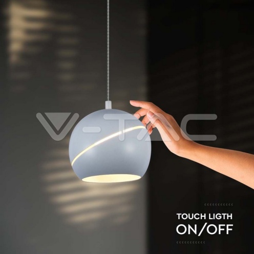 8.5W LED Висяща Лампа Φ180 Регулируемо Въже Touch On/Off Бяло Тяло 3000K - изглед 5