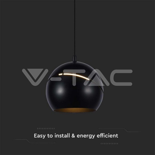 8.5W LED Висяща Лампа Φ180 Регулируемо Въже Touch On/Off Черно Тяло 3000K 850lm - изглед 2