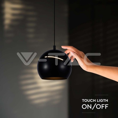 8.5W LED Висяща Лампа Φ180 Регулируемо Въже Touch On/Off Черно Тяло 3000K 850lm - изглед 5