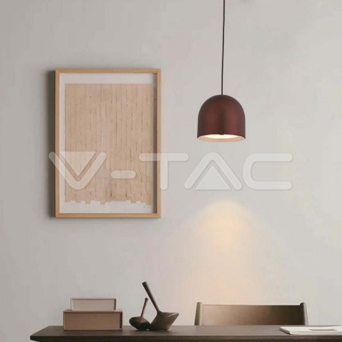 8.5W LED Висяща Лампа Φ100 Регулируемо Въже Touch On/Off Кафяво Тяло 3000K - изглед 8