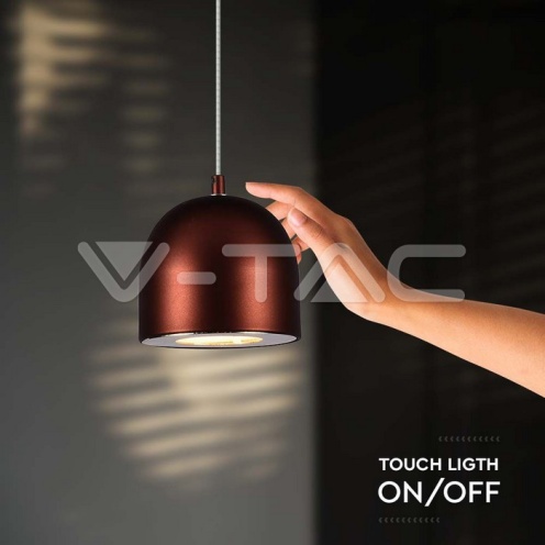 8.5W LED Висяща Лампа Φ100 Регулируемо Въже Touch On/Off Кафяво Тяло 3000K - изглед 5