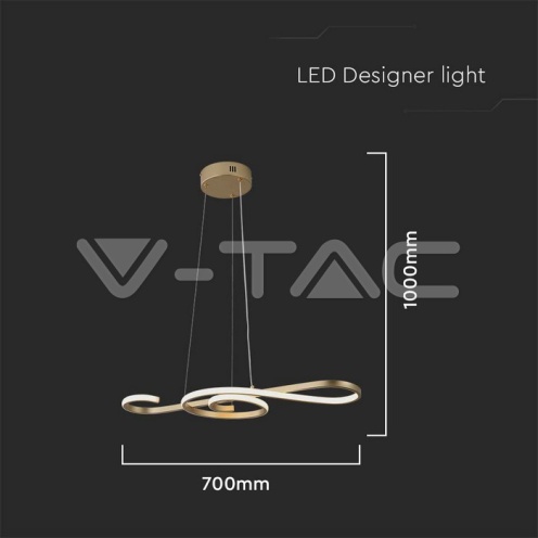 18W LED Висяща Декоративна Лампа 700*250 Златно Тяло 3000K 2260LM - изглед 5
