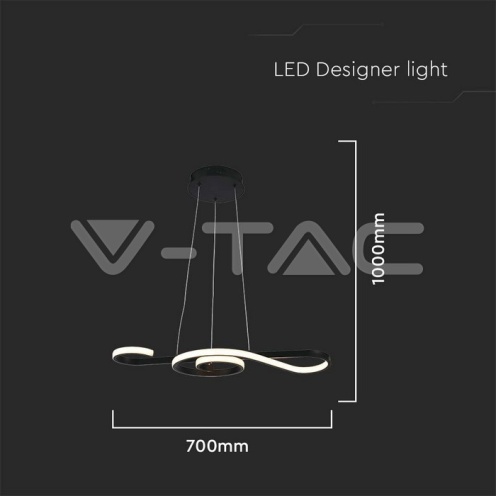 18W LED Висяща декоративна лампа 700*250 черно тяло 3000K 2260Lm - изглед 5