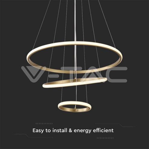32W LED Висяща Декоративна Лампа 600*400*200 Златно Тяло 3000K - изглед 2