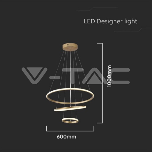 32W LED Висяща Декоративна Лампа 600*400*200 Златно Тяло 3000K - изглед 5