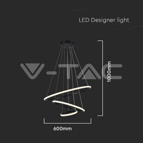 32W LED Висяща декоративна лампа 600*400*200 черно тяло 3000K 3880Lm - изглед 5