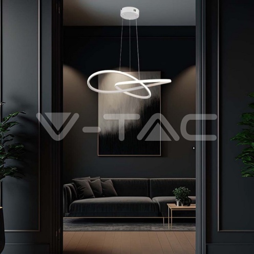 20W LED Висяща Декоративна Лампа Ф500 Бяло Тяло 3000K - изглед 6