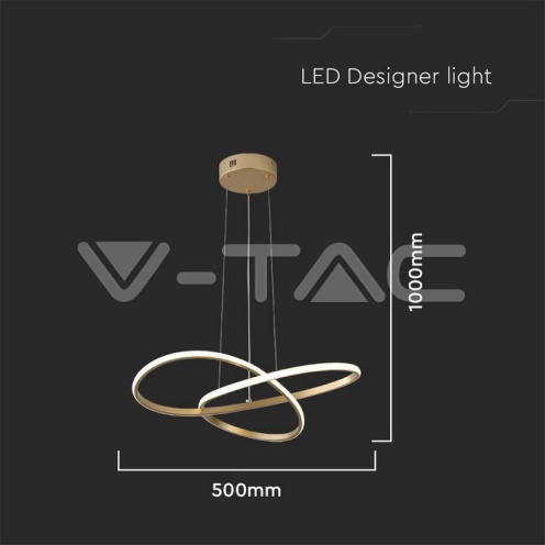 20W LED Висяща декоративна лампа Ф500 златно тяло 3000K 2540Lm - изглед 5