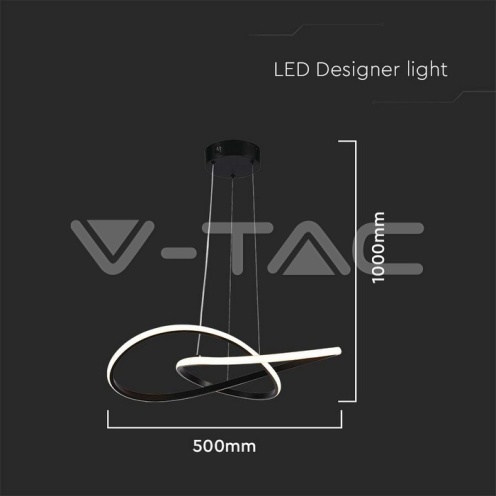 20W LED Висяща Декоративна Лампа Ф500 Черно Тяло 3000K - изглед 5