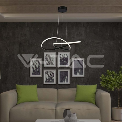 20W LED Висяща Декоративна Лампа Ф500 Черно Тяло 3000K - изглед 7