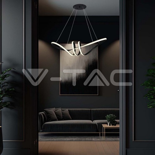 24W LED Висяща Декоративна Лампа 720*300 Черно Тяло 3000K - изглед 6
