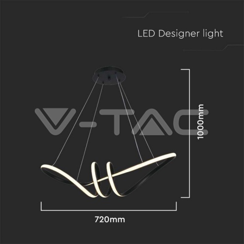 24W LED Висяща Декоративна Лампа 720*300 Черно Тяло 3000K - изглед 5