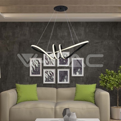 24W LED Висяща Декоративна Лампа 720*300 Черно Тяло 3000K - изглед 7
