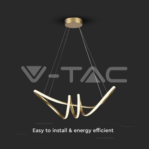 24W LED Висяща Декоративна Лампа 720*300 Златно Тяло 3000K - изглед 2
